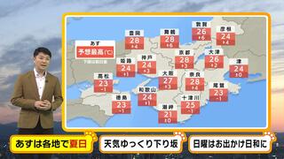 【近畿の天気】２６日（金）は３０度に迫る暑さ！ＧＷ前半は２８日（日）が一番のお出かけ日和に