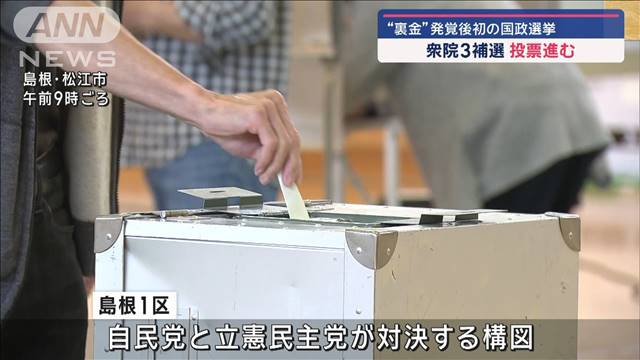 “裏金”発覚後初の国政選挙　衆院3補選　投票進む