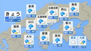 【きょう5/6(月) 広島天気】雨降りやすく雨脚強まる時間帯も　ゴールデンウィーク最終日は雨具が手放せない一日に