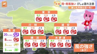 【5月7日 関東の天気】雨・南風強い びしょ濡れ注意