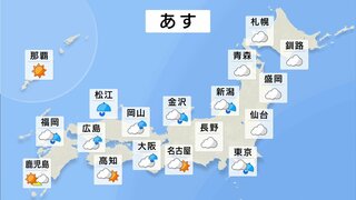 関東から九州は通り雨にご用心　東京は午後から気温急降下で上着がほしい体感