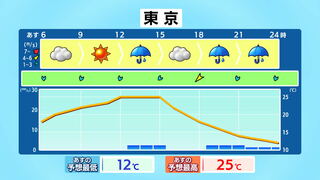 【8日(水)東京　夕方に気温急降下】朝は20℃超でも夜には15℃下回る　雷・ひょう・急な強い雨　寒気南下…8日(水)雨のシミュレーション