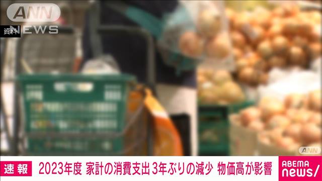 【2023年度の消費支出】前年比3.2％減　物価高影響で3年ぶりマイナス