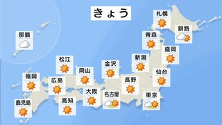 青空広がり洗濯日和　日中は清々しい陽気に　西日本では夏日の所も　気温の変化に注意