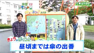 「昼前までは雨が降りやすい。昼過ぎからは晴れ間の出る所もありそう」tbc気象台　20日