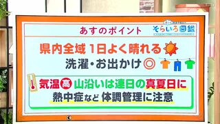 高知の天気　21日は全域で青空に　気温は高く山沿いでは連日の真夏日予想　東杜和気象予報士が解説