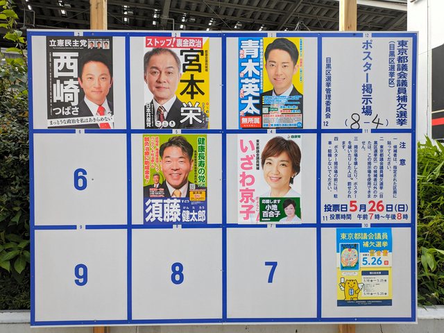 目黒区の都議補選、立憲と無所属の2人が当選　自民は落選