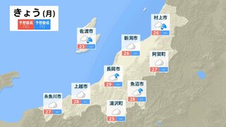 低気圧から伸びる前線の影響で次第に雨模様　気温は25℃以上の所が多くなる見込み【新潟県の天気】