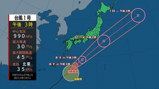 【台風情報】台風１号　31日に関東の南東　予想進路と雨・風シミュレーション