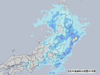 3日にかけて東日本から北日本で“大気の状態が不安定”に　落雷や突風、局地的な激しい雨に注意を　3日午前8時までの雨雲の予想【2日午後6時現在】