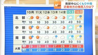 【近畿の天気】１０日（月）は天気が回復して昼は蒸し暑くなる見込み　週の後半以降に近畿地方も梅雨入りの可能性