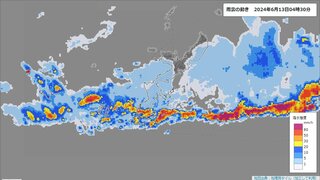 降り始めからの雨量が300ミリ超えた地域も　沖縄本島地方は13日も1時間50ミリの非常に激しい雨に警戒