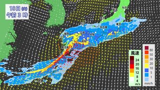 【大雨情報】南西諸島・西日本・東日本を対象 「大雨と雷及び突風に関する全般気象情報」気象庁発表　１８日（火）にかけて梅雨前線の活動活発に　24時間予想雨量　東海300ミリ・九州南部250ミリ【風・降水シミュレーション】