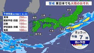 東海は昼すぎにかけて関東や静岡県は今夜にかけて局地的に激しい雨　帰宅時間帯の雨に注意【大雨情報】