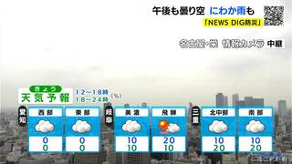 天気予報（6/20昼）曇り空続く にわか雨の所も