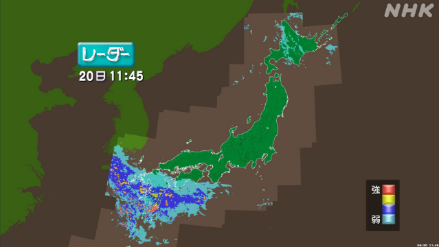 九州南部 夜から21日午前にかけ線状降水帯が発生のおそれ