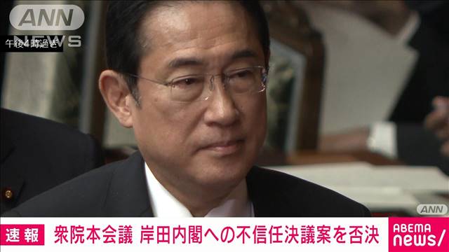 【速報】岸田内閣に対する不信任決議案　与党などの反対多数により否決　衆院本会議