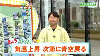 「夕方以降は晴れてくる所が多い。東部では夕方まで強風に注意」tbc気象台　1日