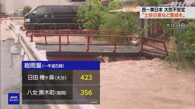 西～東日本 大気不安定な状態続く見込み“土砂災害など警戒”