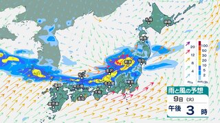 梅雨前線が本州付近に停滞　東北や北陸では9日にかけて大雨に　その後も11日にかけて前線停滞で広い範囲で大雨の恐れ【今後の雨・風のシミュレーション】