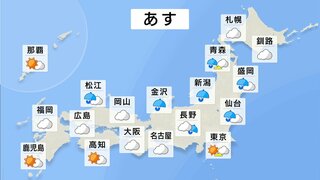 東北・北陸で大雨警戒　あすも晴れる所では、危険な暑さに警戒を