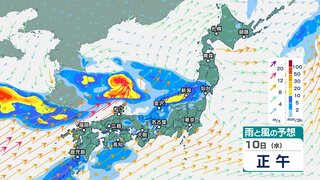 11日にかけて東北や北陸では大雨の見込み　北陸では11日までに200ミリの降水量予想　梅雨前線の南下で週末にかけて広い範囲で雨に【今後の雨と風のシミュレーション】