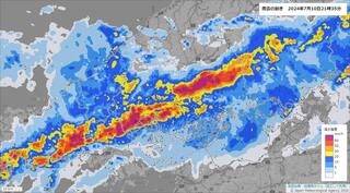 【警戒レベル4相当】広島県に大雨・洪水警報発表　広島市など浸水キキクルで「危険（レベル4相当）」紫色エリアも　発達した雨雲が帯状にかかる　１時間69ミリの非常に激しい雨を観測　低い土地の浸水や河川の増水に警戒