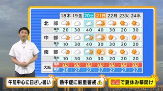 【近畿の天気】１８日（木）の午前中はギラッと日ざしが暑い！「梅雨明け」の本命は週末から来週初めか