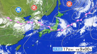 【大雨情報】梅雨前線が東北まで北上へ　17日近畿～東北地方広い範囲で激しい雨のおそれ　東北・北陸・東海地方80ミリ、近畿・関東甲信地方で60ミリ　土砂災害などに警戒　九州南部は梅雨明け　tbc気象台