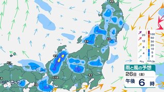 26日にかけて雷を伴う強い雨が降り大雨に “警報級大雨”の恐れも　26日夕方にかけて土砂災害などに注意・警戒を　新潟県【31日午後3時までの雨と風のシミュレーション】