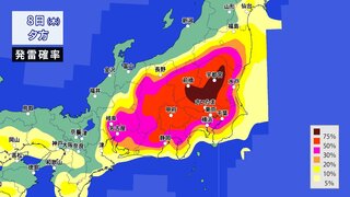 関東甲信は局地的に非常に激しい雨や雷雨で “天気急変”のおそれ　発雷確率が非常に高く　９日（金）は中国地方など西日本も大気の状態が不安定に【この先30分ごと降水シミュレーション＆発雷確率】　