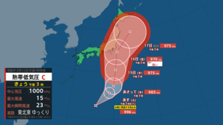 【台風最新情報　午後4時45分更新】台風5，6号に続き…　熱帯低気圧が発生12時間以内に『台風7号（アンピル）』に発達の見込み　今週末に関東直撃 お盆のUターンに影響か　関東・東海・東北の太平洋側などでは大荒れになるおそれも