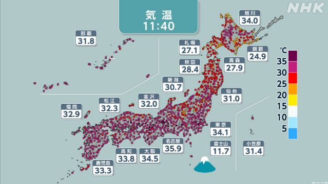 関東甲信から九州にかけて危険な暑さ 熱中症への対策 徹底を