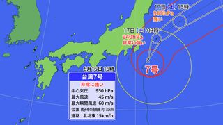 台風7号　上陸しない方が危険？　海水温からエネルギー得て勢力を維持