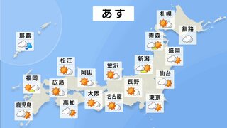 【8月17日・明日の天気】東海から西の地域で35℃前後、東京や34℃　蒸し暑い1日に