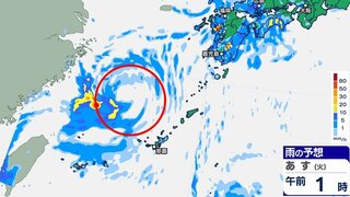 台風9号発生　九州・沖縄で大雨おそれ　１時間ごとの雨予測きょう～あす　24時間雨量鹿児島120ミリ、沖縄100ミリ予想【台風情報】