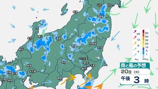 関東甲信は21日昼前にかけて雷伴う“バケツをひっくり返したような”激しい雨か　警報級の大雨となる恐れも【1時間ごと・21日午後9時までの雨と風のシミュレーション】