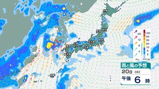 北日本から西日本では激しい雷雨の所も　関東甲信・東北南部は午後中心に注意　四国では降り始めからの雨量が200ミリに迫る大雨に【今後の雨と風のシミュレーション・3時間ごと】