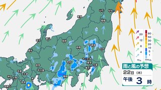 関東甲信は22日も激しい雷雨か 午後から積乱雲がもくもく…“滝のような”雨？警報級大雨の恐れも【1時間ごと・23日午後9時までの雨と風のシミュレーション】