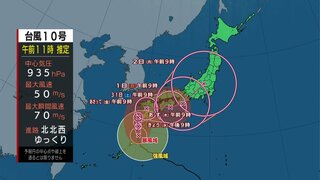 【台風10号】雨と風のピーク 九州南部はきょうから明後日にかけて　東日本は週末から来週明けにかけて大荒れの天気のおそれ