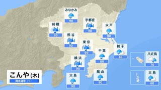 関東甲信　３０日昼前にかけて土砂災害に厳重な警戒を　雷伴い１時間６０ミリ“滝のような雨”が降るおそれ　大気の非常に不安定な状態３０日にかけて続く見込み　３１日は大雨の可能性も