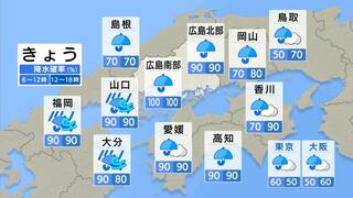 【きょう8/30(金) 広島天気】台風１０号接近　雨脚が強まる時間帯も　大雨に警戒