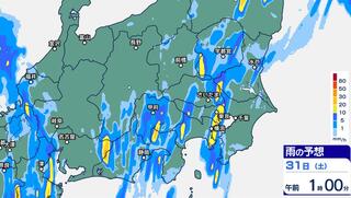 関東の雨の予想詳しく【関東～東海　雨雲の動き予測・きょう夕方～深夜】熱帯低気圧が３０日夜に関東の東海上を北上