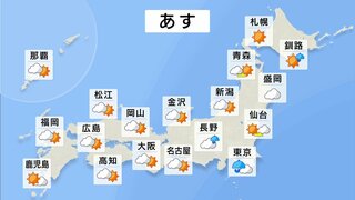 あすは関東～東海で激しい雨　また西日本～東日本では危険な暑さ戻る