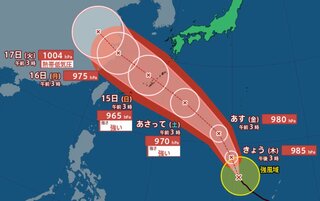 【台風13号 最新情報】14日から15日頃に南西諸島へ　一部の電柱が倒壊、建物の一部が飛散のおそれ【進路と雨風の予測】最大瞬間風速50メートルの猛烈な風も