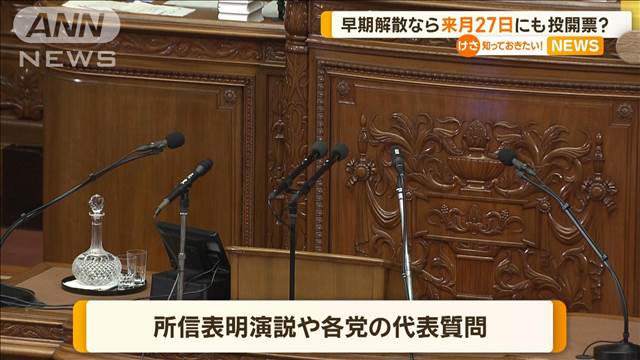 臨時国会の召集「10月1日を軸に調整」　早期解散なら衆院選来月27日にも投開票？