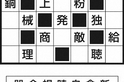 空きマスにリストの漢字を入れて、熟語や固有名詞を復元して