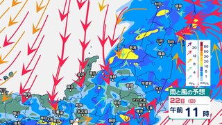 “温帯低気圧”が北陸地方に接近　“滝のように音を立てて降る”非常に激しい雨の恐れ　土砂災害などに厳重警戒を【今後の雨風のシミュレーション・22日午前10時20分更新】