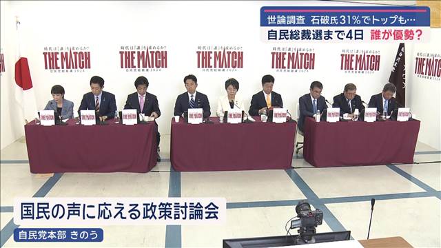 石破氏世論調査トップも…自民総裁選まで4日 誰が優勢？