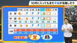 【近畿の天気】１０月スタートの１日（火）もまだまだ残暑！？日ざしの暑さから週後半は蒸し暑さに　台風１８号の最新情報にも注意